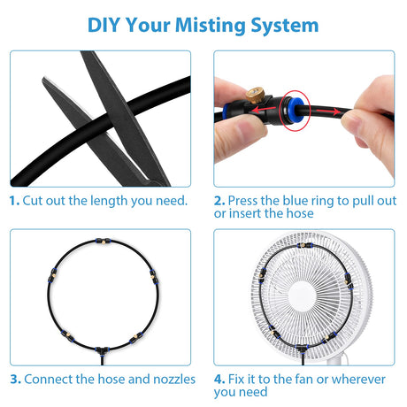 lifeegrn Misting Cooling System: Outdoor Mister System for Patio, 20 FT Misting Line+5 Mist Nozzles+3/4" Brass Adapter Garden Trampoline Greenhouse lifeegrn