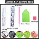 5D Diamond Painting Kits for Adults Beginners, Moonlight Waterfall Diamond Art Kits for Adults, DIY Full Drill Round Moon Landscape Diamond Dots, Home Wall Decor 12x16 Inch Accompany Wind