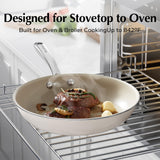 Redchef Nonstick Frying Pans Set, Ceramic Pan Skillet, Non Toxic Pans for Cooking, 8" 9.5" 11" Ceramic Frying Pan Set PFAS & PTFE & PFOA Free with Stay Cool Handle, Dishwasher & Oven Safe, Beige White Redchef