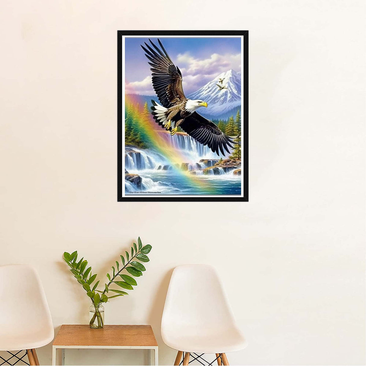 SKRYUIE 5D Diamond Painting Rainbow Snow Mountain Eagle Full Drill by Number Kits, DIY Rhinestone Pasted Paint with Diamond Set Arts Craft Decorations (12x16inch) SKRYUIE