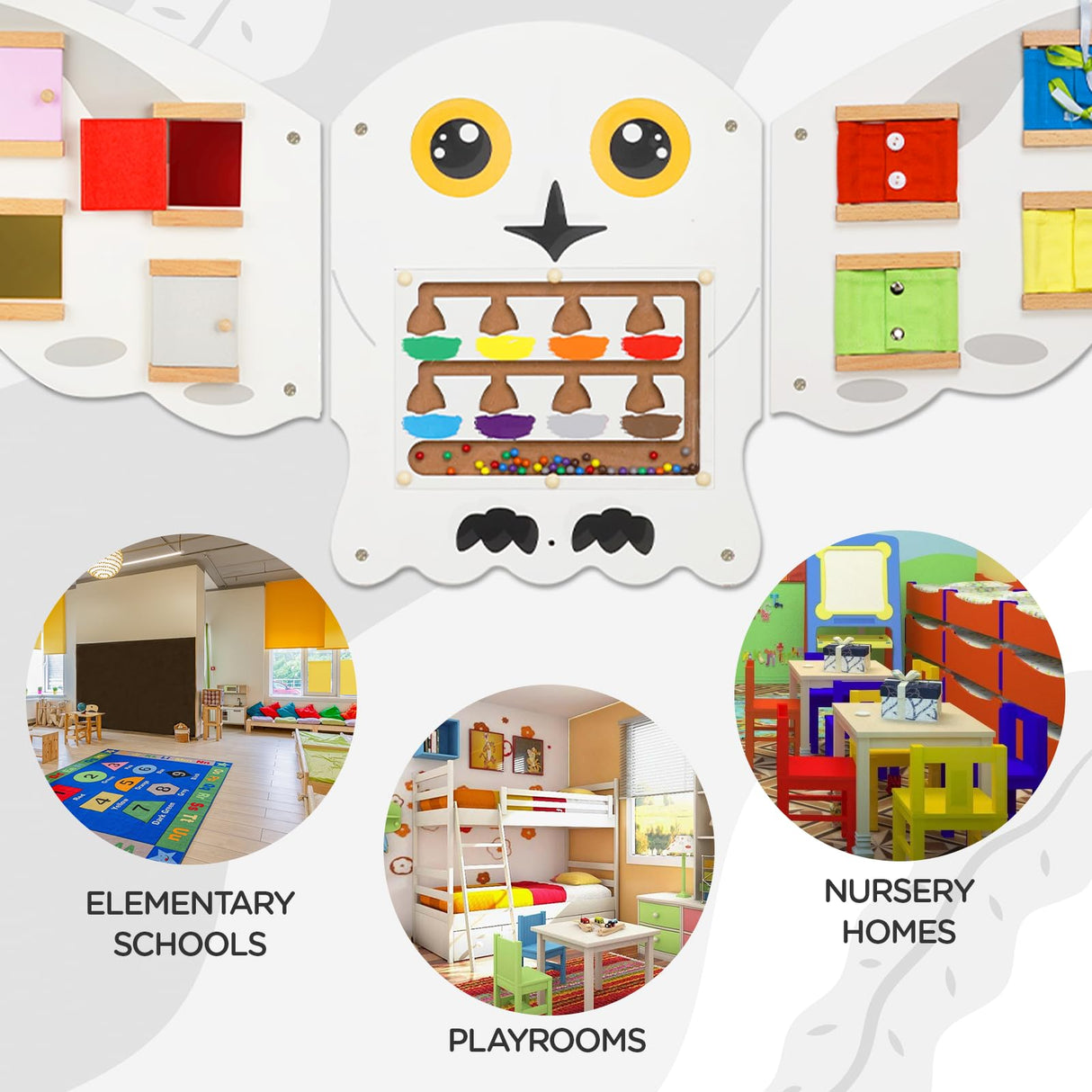 Monläurd® Owl Montessori Busy Board,Sensory Board,Educational Toys,Activity Cube,Wall Toys,Daycare Furniture,Playroom Furniture,Interactive Toys,Wooden Toys,Learning Toys,Boys and Girls 6 M+ Monläurd