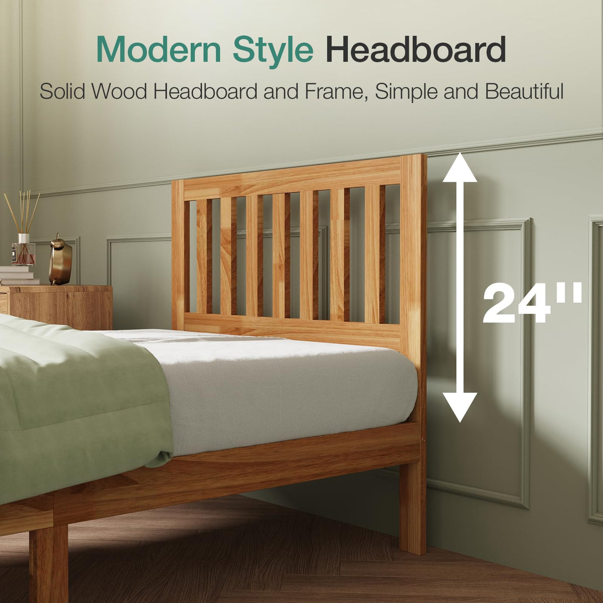 Novilla Twin Bed Frame Wood Twin Platform Bed Frame with 8.5 Inch Space Underneath, Bed Frame Twin with Headboard Solid Wood Bed Frame Foundation No Box Spring Needed, Easy Assembly Novilla