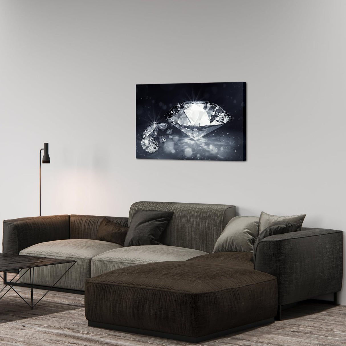 Biuteawal Diamond Wall Art Black White Canvas Print Shining Diamonds Painting Fashion Picture Modern Artwork Home Decor for Living Room Bedroom Bathroom Framed Ready to Hang Biuteawal