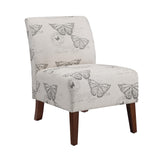 Linon Butterfly, Dark Espresso Linen Lily Chair, 21.5" W x 29.5" D x 31.5" H Linon