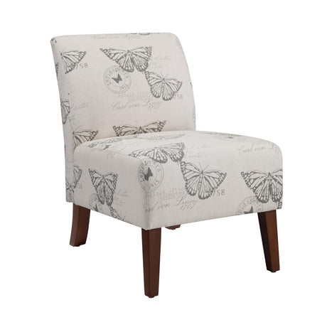 Linon Butterfly, Dark Espresso Linen Lily Chair, 21.5" W x 29.5" D x 31.5" H Linon