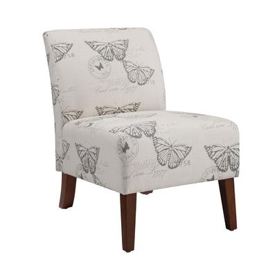 Linon Butterfly, Dark Espresso Linen Lily Chair, 21.5" W x 29.5" D x 31.5" H
