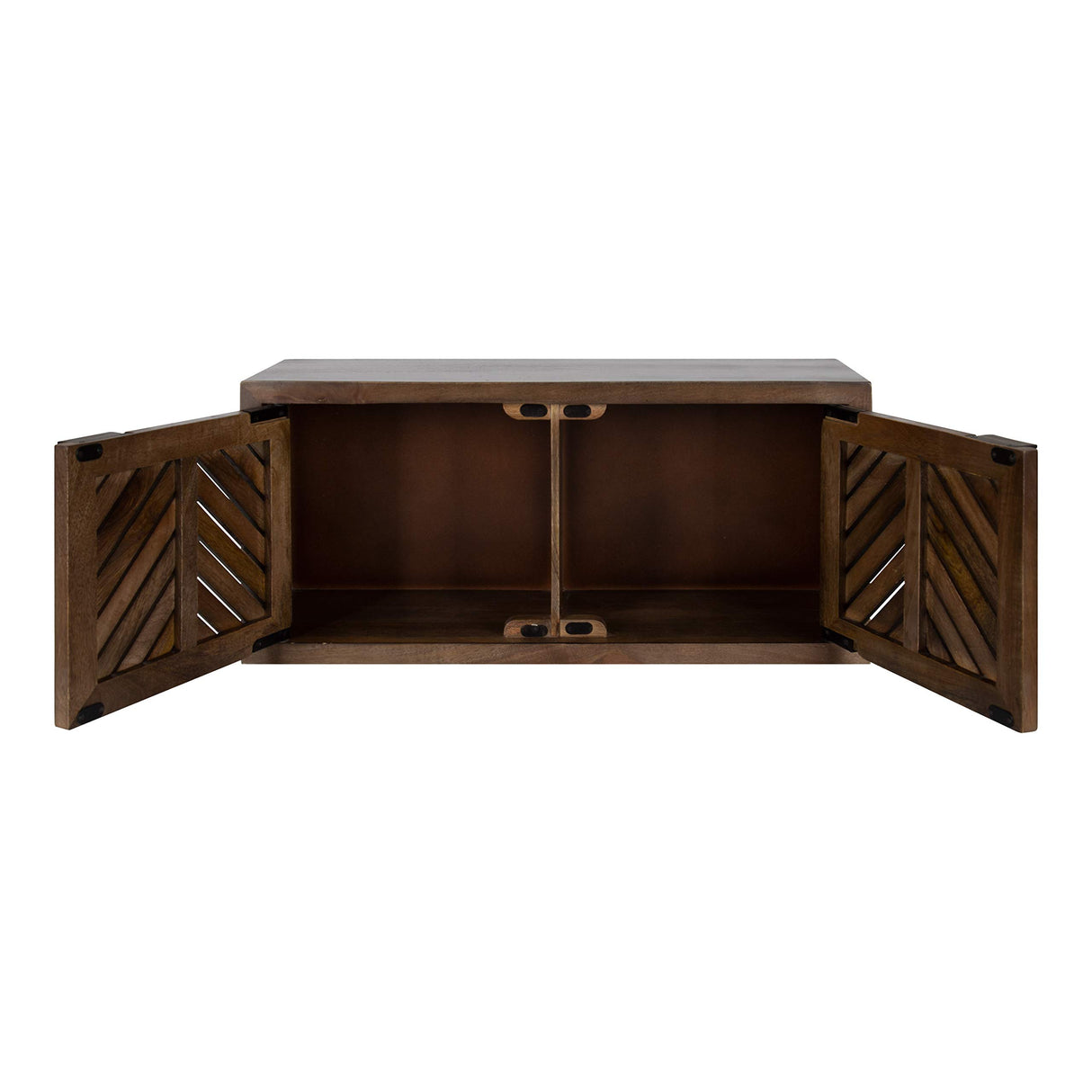 Kate and Laurel Mezzeta Decorative Coastal 2-Door Wall Cabinet, 30 x 10 x 14, Natural Wood, Decorative Modern Storage Cabinet with Doors Kate and Laurel