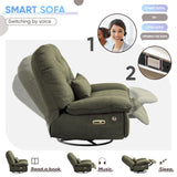 Smart Oversized Electric Recliner Chair, 360° Round Swivel Rocking Glider Rocker for Adults Modern Comfy Ergonomic Chaise Lounge Indoor, Theater Seating Living Room Reading, Emerald Green Fabric Deolme