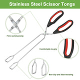 3 Pack Stainless Steel Scissor Tongs for Cooking 9/11/ 12 Inch Kitchen Baking Bread Food Tong BBQ Grilling Tool for Flipping Food Boao