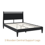 NTC Adept King Wooden Bed Frame with Headboard - Solid Oak, Silent Slats, Effortless Assembly, Burnt Black NTC