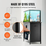 VEVOR Aquarium Stand, 40 Gallon Fish Tank Stand, 36.6 x 18.9 x 31.5 in Steel and MDF Turtle Tank Stand, 335 lbs Load Capacity, Reptile Tank Stand with Storage Cabinet and Embedded Power Panel, Black VEVOR