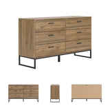 Signature Design by Ashley Deanlow Mid-Century Modern 6 Drawer Dresser with Safety Stop for Bedroom, Light Brown & Black Signature Design by Ashley
