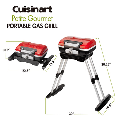 Cuisinart CGG-180 Petit Gourmet Portable Gas Grill with VersaStand, Red