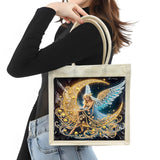 DoxQcs Diamond Art Painting Tote Bag Kit, Shoulder Bags 5D DIY Handbags Reusable Shopping Bags with Handles for Women-Moon Angel DoxQcs