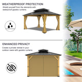 10-ft x 10-ft Gazebo Curtains,Privacy Replacement Sidewall 4-Panel Universal Shade Curtains Set,Protecting Side Walls (Only Curtain)-Khaki Zupoquk