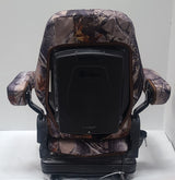DSC Tractor Seats, Forklift/Tractor Replacement Suspension Seat with Built-in Headrest and Adjustable Armrest Customized in XD3 Camo Endura. TSKL10-XD3-C WoodArtSupply