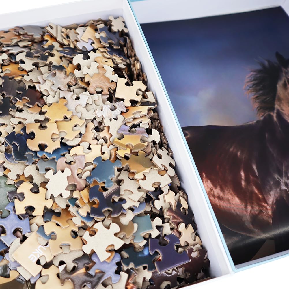 BEDUKE Jigsaw Puzzles for Adults 1000 Pieces Family Game Horse 1000 Piece Puzzle Thick Sturdy Precise Interlocking Age 14+ BEDUKE
