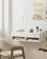 Aienvey Floating Nightstand, Small Modern Floating Nightstand with Drawer, Floating Shelves for Bedroom, Bathroom, White Stripe Aienvey