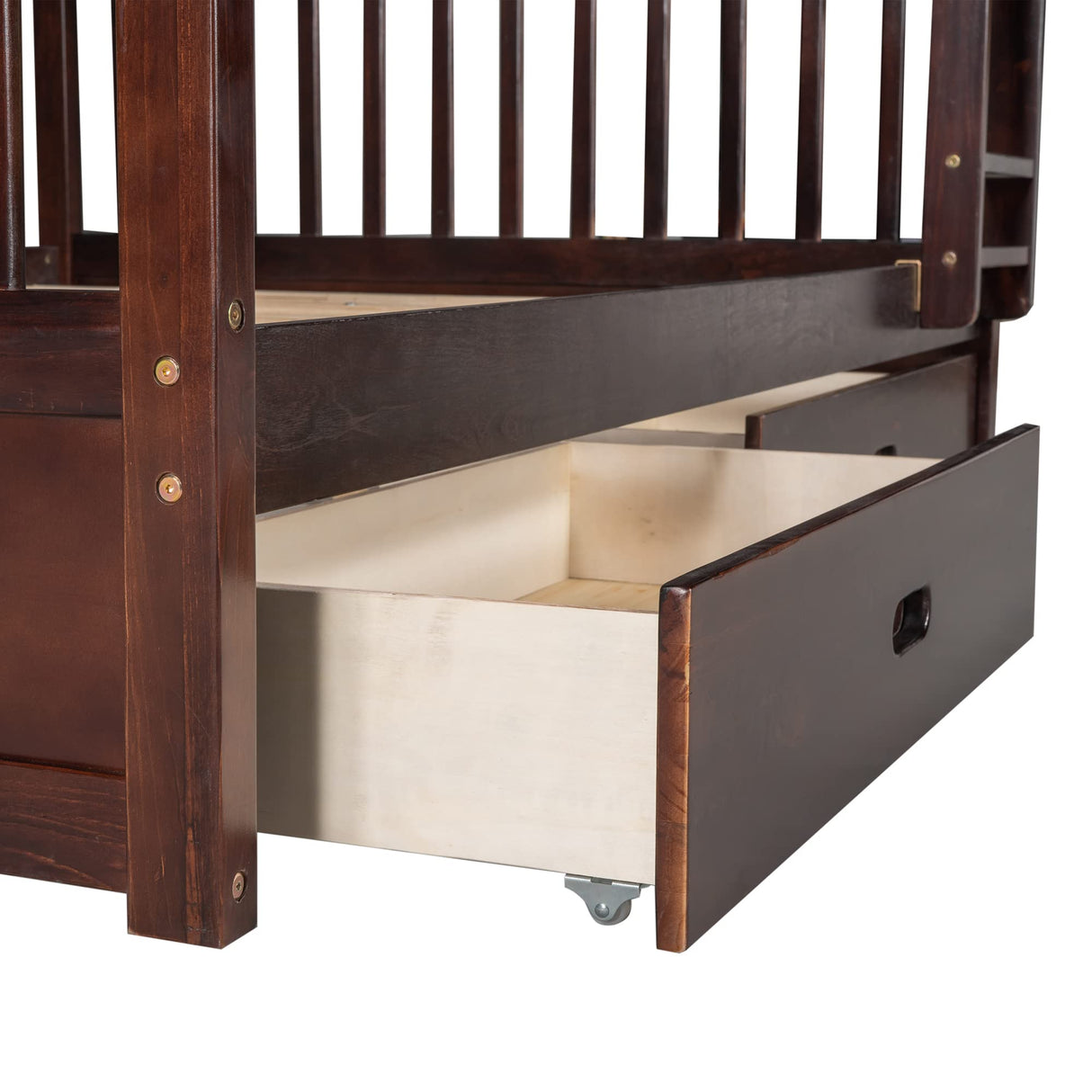 Harper & Bright Designs Full Over Full Bunk Bed with 2 Drawers, Solid Wood Platform Bed with Ladder, Full Length Guardrail and Headboard, No Spring Box Needed, Espresso Harper & Bright Designs