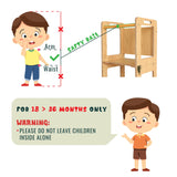 SENSUNIQ Toddler Tower, Kitchen Step Stool Helper for Kids, Wooden Montessori Learn Tower with Chalkboard, Multi-use 4 in 1 Kitchen Standing Tower, Foldable Weaning Table with Safety Rail SENSUNIQ