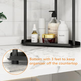 Jesginboo 2 Tier Bathroom Counter Organizer, Vanity Organizer Corner Shelf, Skincare, Makeup Countertop Organizers, Kitchen, Bathroom Counter Storage, Black Jesginboo