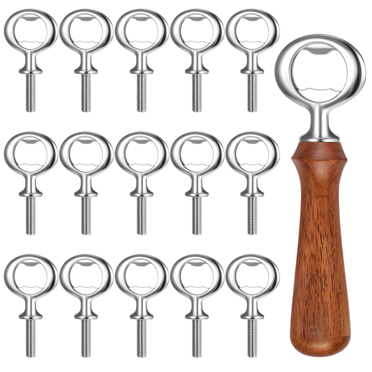 15 PCS Metal Bottle Opener Kit Bulk Stainless Blank Bottle Openers Inserts Hardware for Valentine's Day Wedding Wine Party DIY Project Craft Wood Turning FdcZeyxior