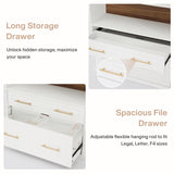 Tribesigns 76.8" Tall Arched Bookcase, 5-Tier Bookshelf with File Cabinet Drawer, Modern Freestanding Wooden Bookshelves, Large Open Display Storage Shelves for Home Office, Living Room Tribesigns