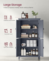 VASAGLE Bathroom Floor Storage Cabinet, Bathroom Storage Unit, Freestanding Cabinet with 4 Doors, Adjustable Shelves, 11.8 x 23.6 x 43.3 Inches, Slate Gray UBBC552G01 VASAGLE