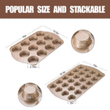 JOHO BAKING Nonstick Muffin Pan, Mini Cupcake Pan Set, Muffin Tins for Baking, 2 Pack, 12-Cup and 24-Cup, Gold JOHO BAKING