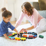 Wondertoys 16 Piece Magnetic Wooden Train Set for Toddlers - Includes Storage Bag and Track Accessories Wondertoys