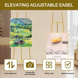 Gold Easel Stand for Sign - Heavy Duty Metal Freestanding Adjustable Display Stand (3-Tier), Large Professional Easel for Paintings, Artwork & Commercial Displays, Durable Exhibition Easel Semoprus