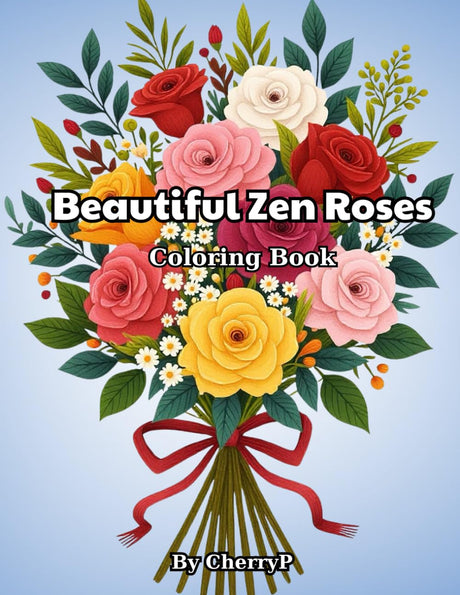 Beautiful Zen Roses: Relaxing Flower Coloring Pages for Adults Majosta