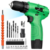 Tegatok Cordless Drill Set,12V Power Drill Set with Battery and Charger, Electric Driver Drills Bits, 3/8'' Keyless Chuck,18+1 Torque Setting with LED Electric Drills Set Tegatok