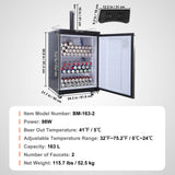 VEVOR Beer Kegerator, Single Tap Draft Beer Dispenser, Full Size Keg Refrigerator With Shelves, CO2 Cylinder, Drip Tray & Rail, 32°F- 50°F Temperature Control, Holds 1/6, 1/4, 1/2 Barrels, Black VEVOR