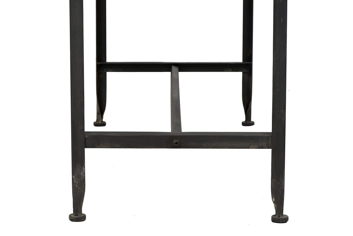 Creative Co-Op Rustic Farmhouse Metal Console Table with Solid Wood Top, Distressed Grey Creative Co-Op