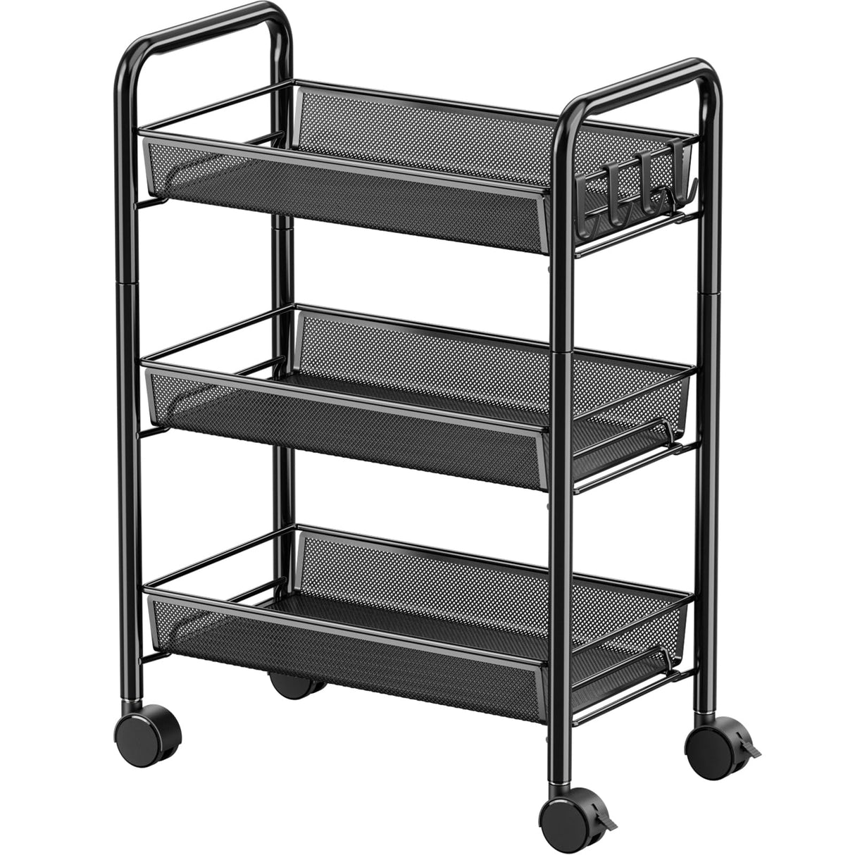 JANE EYRE 3-Tier Rolling Utility Storage Rack Cart on Wheels, Trolley Craft cart, Multi-Purpose Organizer Shelf, Black JANE EYRE