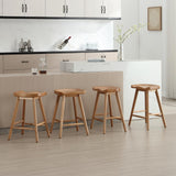 DUOMAY Backless Counter Stools Set of 4, Modern 24.25" Seat Height Low Bar Chairs Solid Rubber Wood Counter Height Barstools Farmhouse Dining Stools for Home Kitchen, Brown DUOMAY