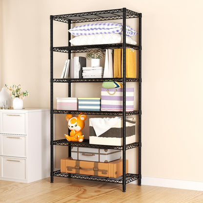 SINGAYE 6 Tier Shelf Organizer Storage Metal Shelves Garage Wire Shelving Unit Pantry Rack 36" L x 14" W x 72" H Black