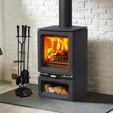 VODA Fireplace Tools Set 5 Pieces 31.5In Cast Iron Indoor Fireside Accessories Large Fire Place Tool Set Outdoor Holder Fire Kit Stand Wood Stove Log Shovel Brush Tong and Fireplace Poker VODA