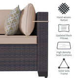 ASJMR Outdoor Patio Furniture Set, 14 Pieces Outdoor Sectional Furniture Patio Sofa, All-Weather PE Rattan Patio Conversation Set with Tempered Glass Top Table & Cushions(Brown). ASJMR