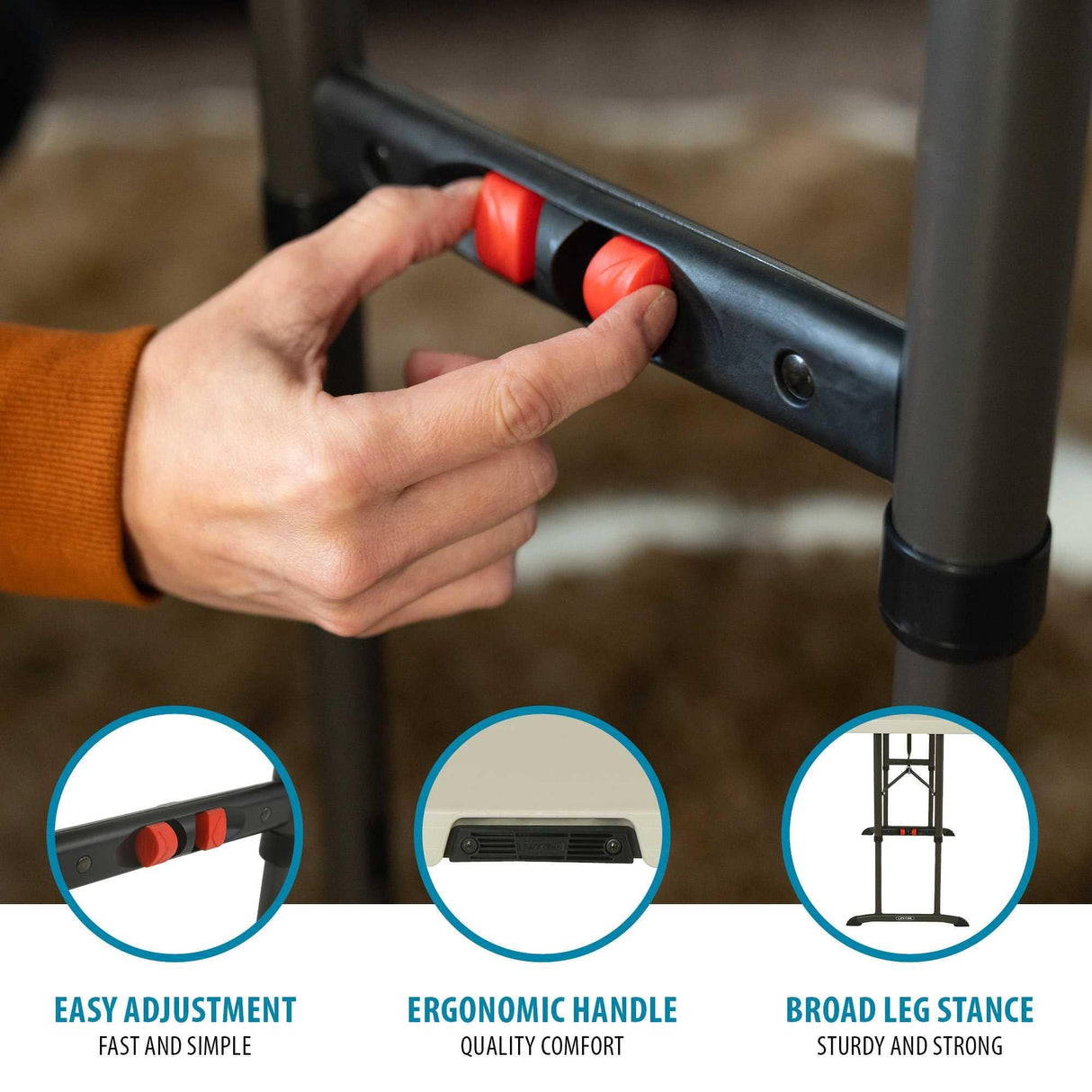 LIFETIME 80387 4-Foot Commercial Adjustable Folding Table, Almond Lifetime