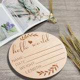 HD WOOD CRAFT Baby Announcement Sign, 5.9 inch Wooden Name Plate, Newborn Photo Prop, Birth Announcement, Brown Birch, 5 Inches HD WOOD CRAFT