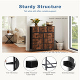 DUMOS Dresser for Bedroom, Storage Organizer with 9 Drawers, Chest of Drawers with Fabric Bins, Sturdy Metal Frame, Wood Tabletop for Guest Room, Closet, Entryway, Nursery DUMOS