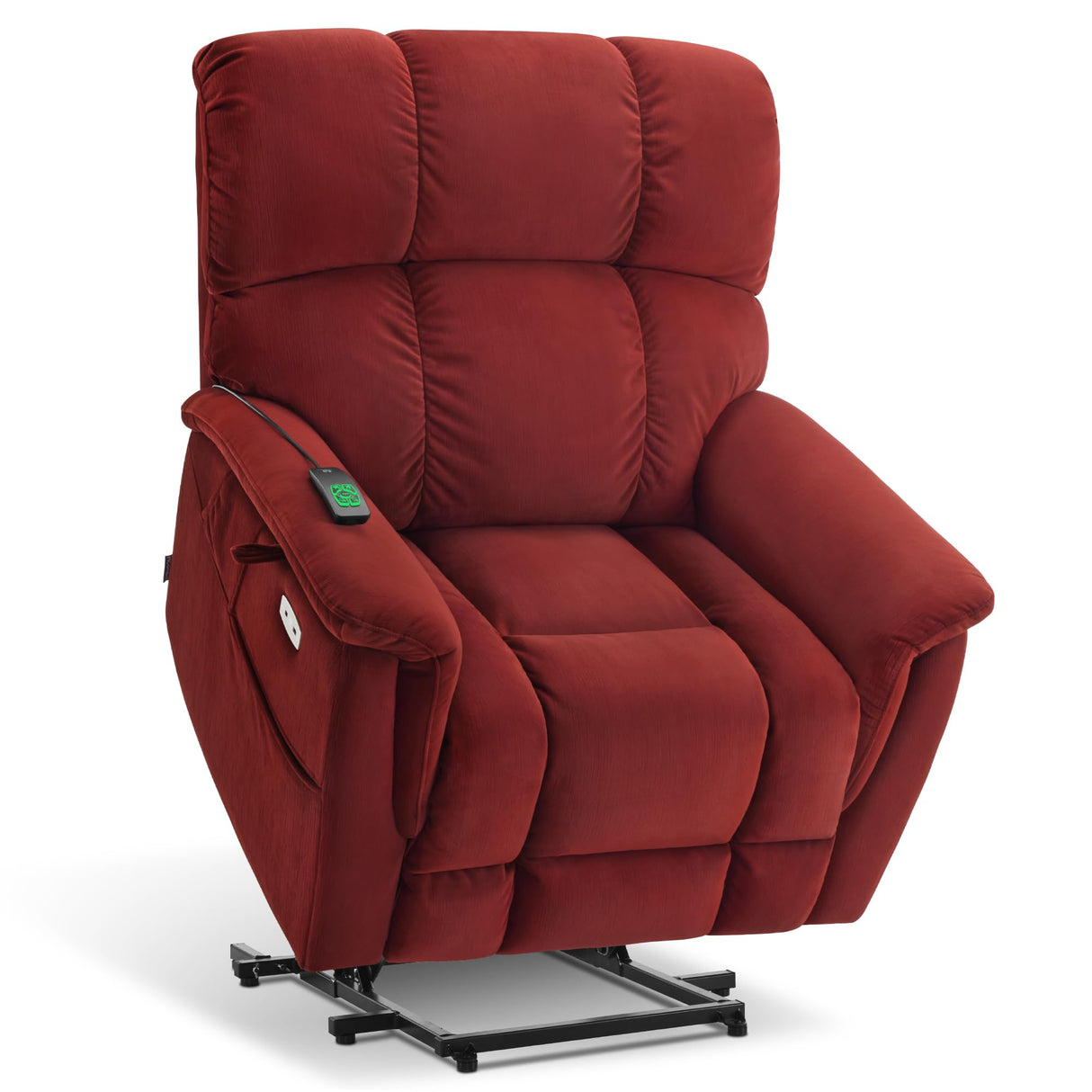 MCombo Large-Wide Dual Motor Power Lift Recliner Chair, Massage and Dual Heating for Elderly People, Infinite Position, Fabric R7166 (Burgundy) MCombo