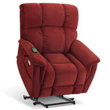 MCombo Large-Wide Dual Motor Power Lift Recliner Chair, Massage and Dual Heating for Elderly People, Infinite Position, Fabric R7166 (Burgundy) MCombo