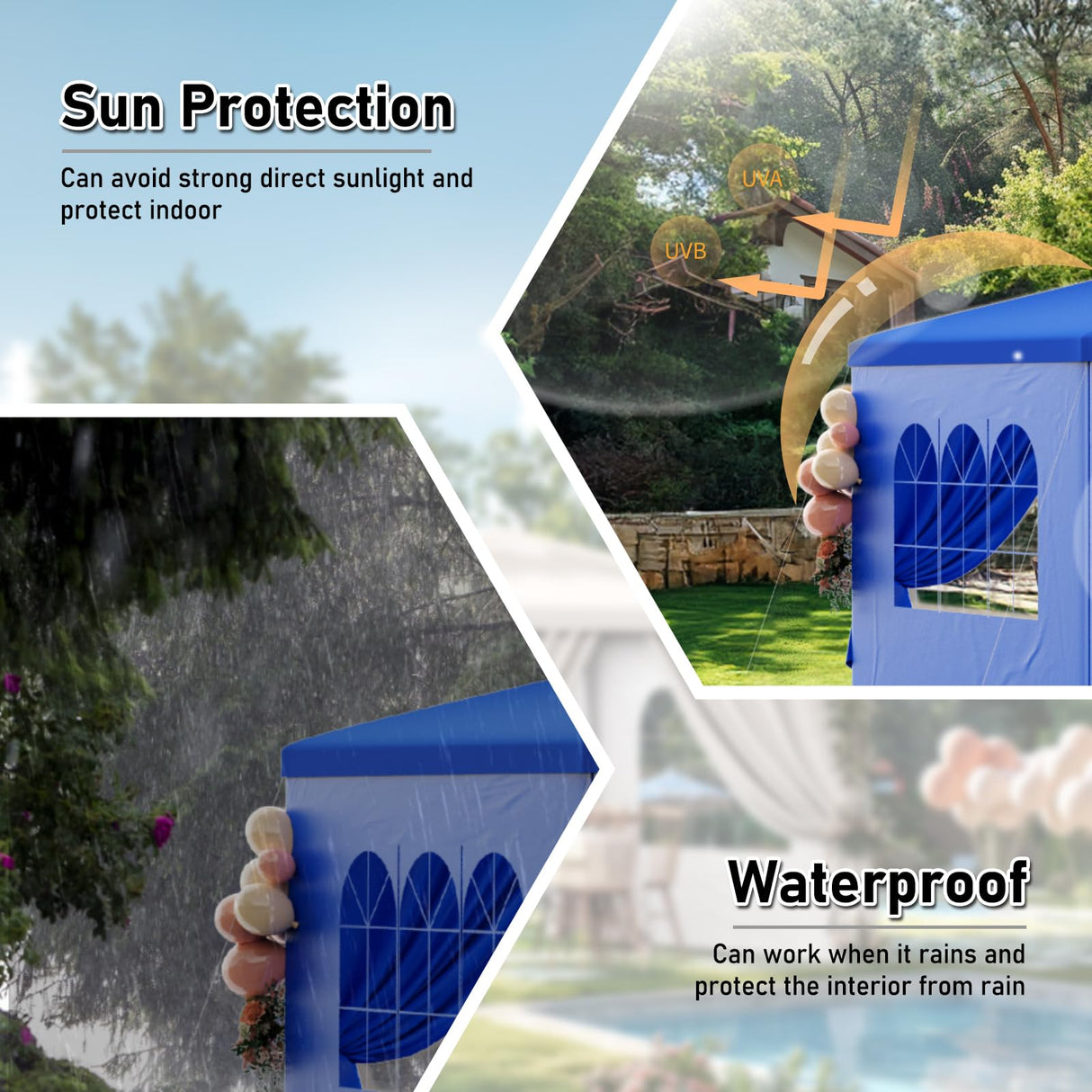 Blue Party Tent 10x30 Outdoor Canopy Tent with 8 Removable Sidewalls Heavy Duty Wedding Events Tents for Parties Waterproof Patio Gazebo Shelter for Birthday Graduation Backyard DOINUO