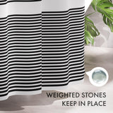 AmazerBath Shower Curtain, Washable Cloth Black Shower Curtain Sets with 12 Shower Curtain Hooks, Fabric Rustic Black and White Striped Shower Curtain, Farmhouse Bathroom Shower Curtain, 72x72 Inches AmazerBath