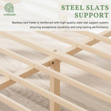 Viisari Bamboo Wood King Size Bed Frame with Headboard and Footboard, 10 Inch Platform King Bed Frame with Steel Slats, Solid Foundation, Easy Assembly, Ample Under-Bed Storage, Noise-Free Viisari