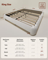 ZENBEDING Cloud Bed Frame King Size, Soft Boucle Bed Frame with Round Corner, Upholstered King Size Bed Frame with Heavy Duty Wood Slat, No Box Spring Needed, Easy Assembly, White ZENBEDING