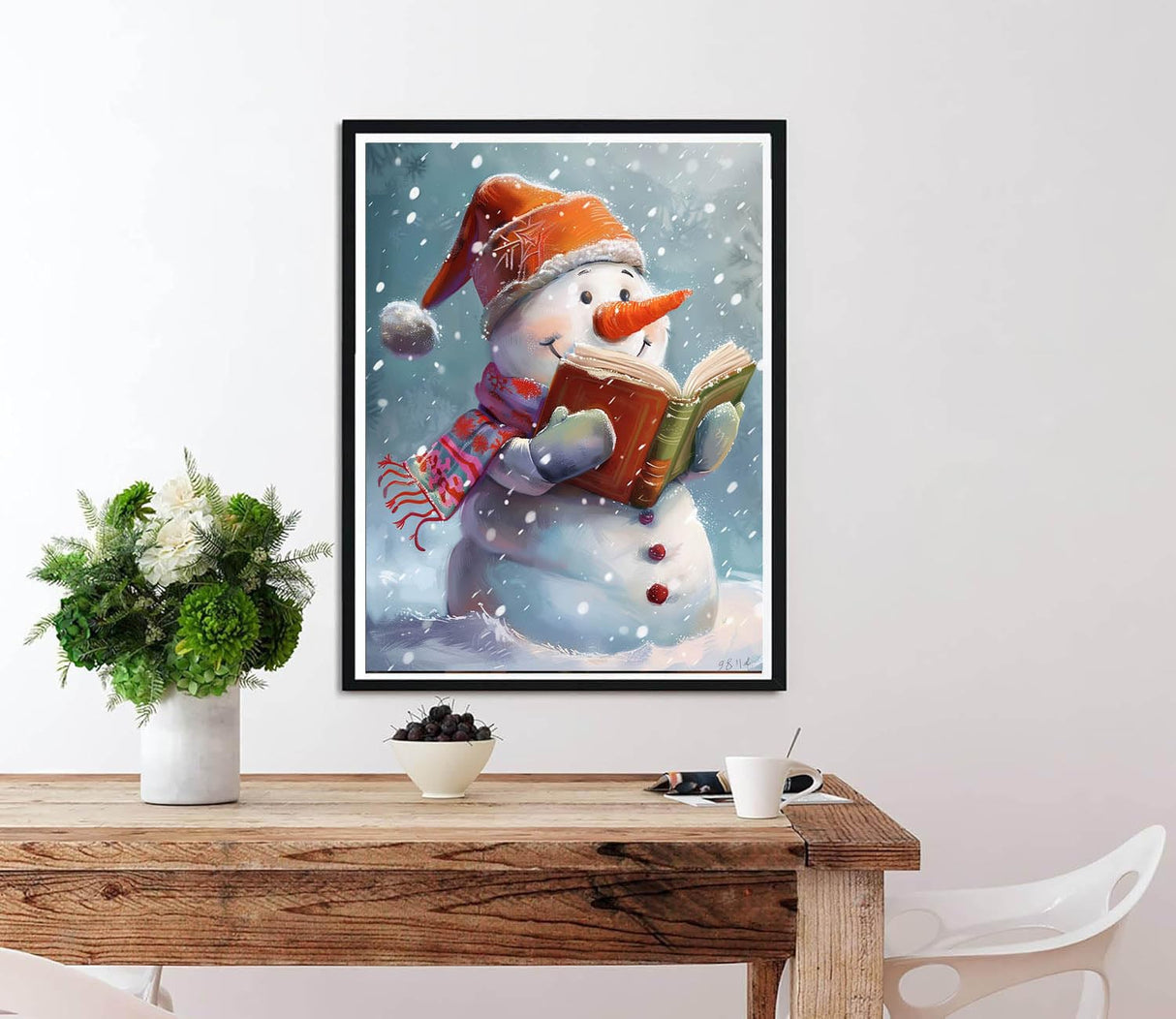 Diymood Paint by Numbers for Adults Snowman, DIY Oil Painting Christmas Acrylic Paint by Number Kits for Kids Adults Beginner for Home Wall Decor 16x20 inch Diymood